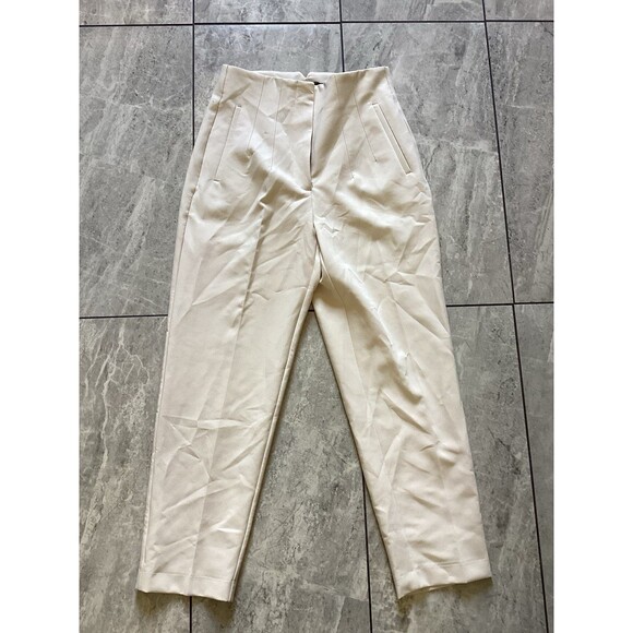 Zara Cream High-Waisted Trousers - Picture 2 of 6